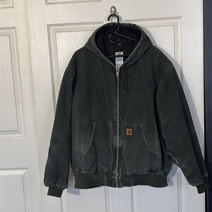 VINTAGE CARHARTT J130 MOS Moss Green Hooded Men's Jacket Workwear Size XXL